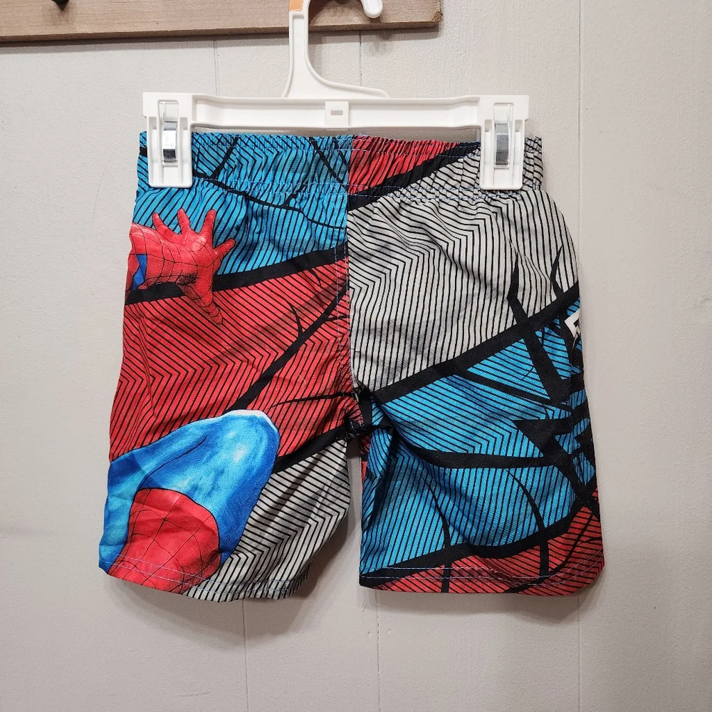 Marvel Spider-Man XS Swimwear Trunks Red Blue Swim Beach C375‎